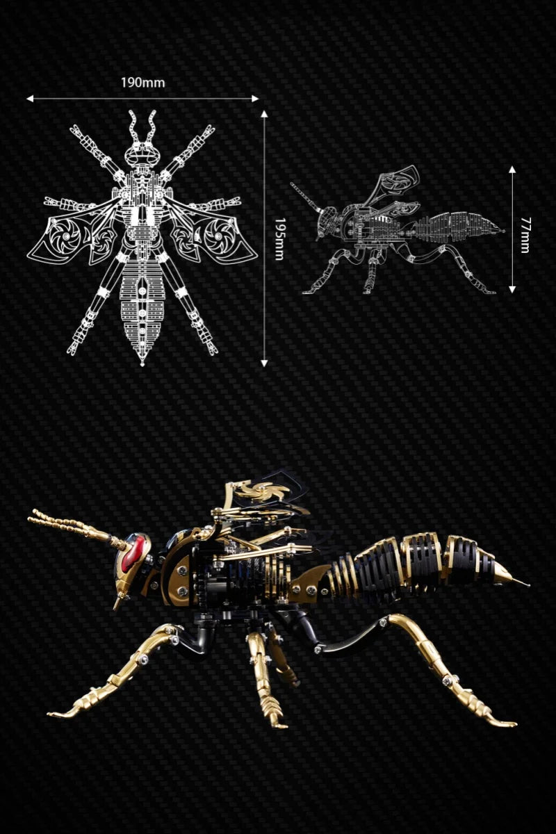Large Wasp 3D Puzzle Metal Assembly Model Mechanical lnsect Animal AssToy for Boy Kids Gift Home Decoration