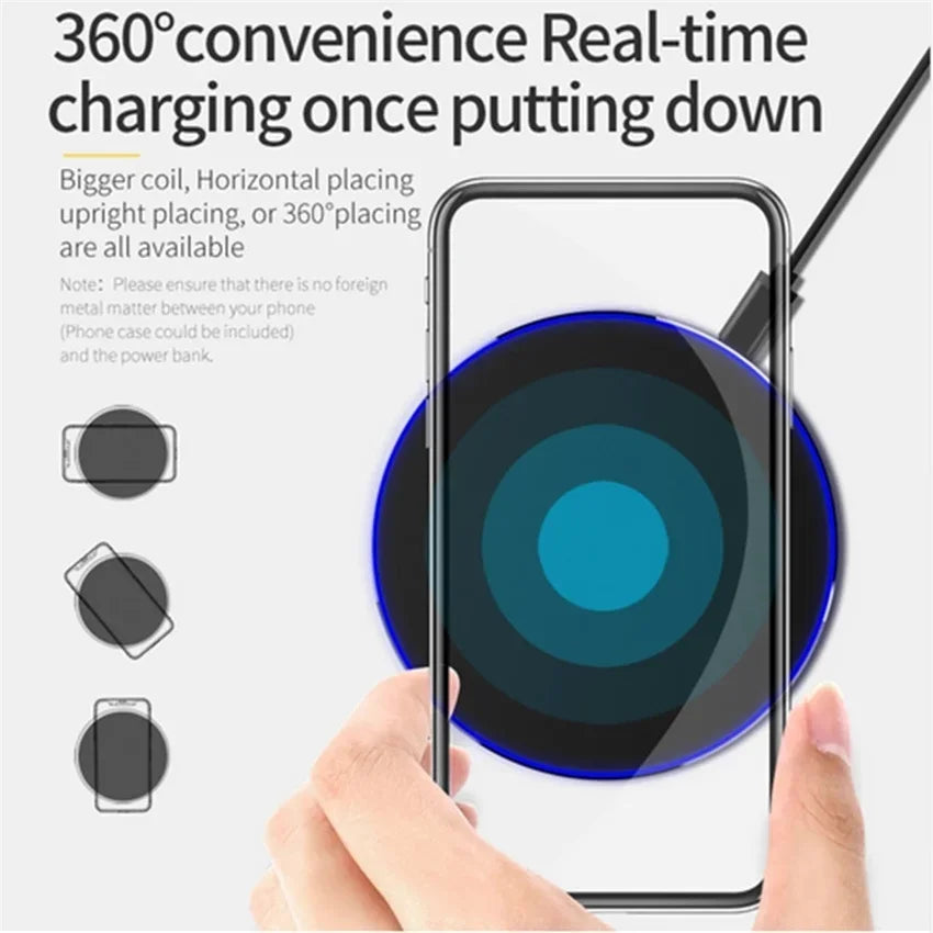 LED Wireless Charger Pad For iPhone 16 15 14 13 12 8 X XS Samsung S20 S21 S22 Xiaomi Huawei Desktop Fast Charging Dock Station