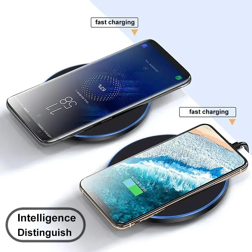LED Wireless Charger Pad For iPhone 16 15 14 13 12 8 X XS Samsung S20 S21 S22 Xiaomi Huawei Desktop Fast Charging Dock Station