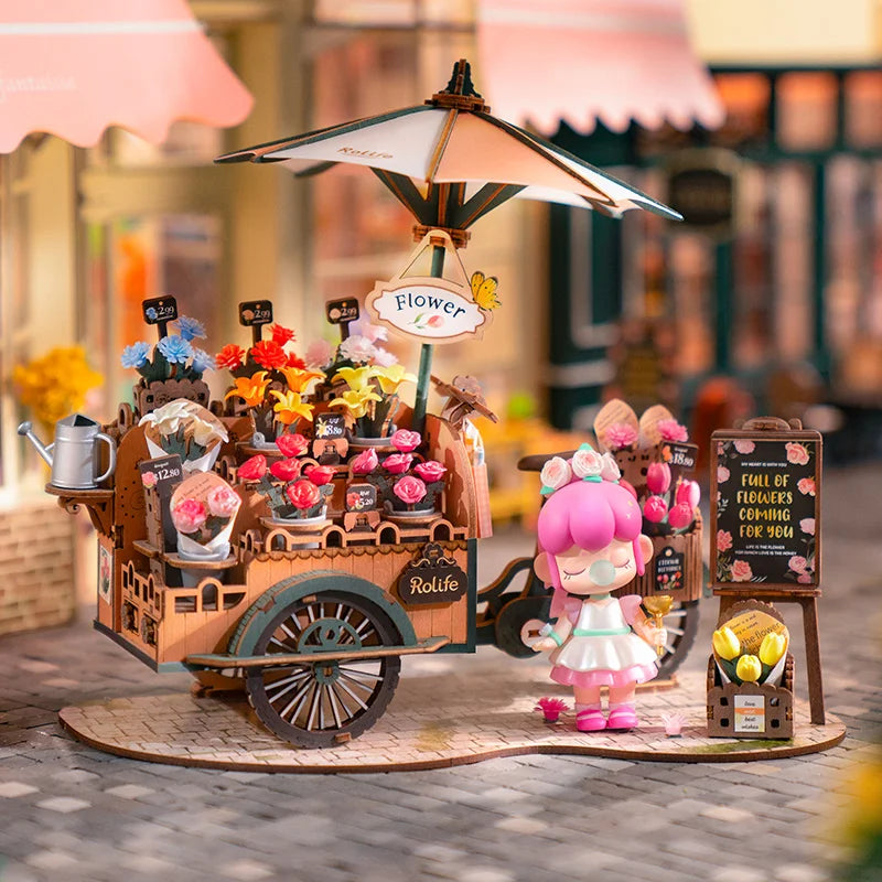 Robotime 3D Wooden Puzzles Blossom Cart Kit Decor Craft Gifts Model Kits for Adults Women Girls Boys