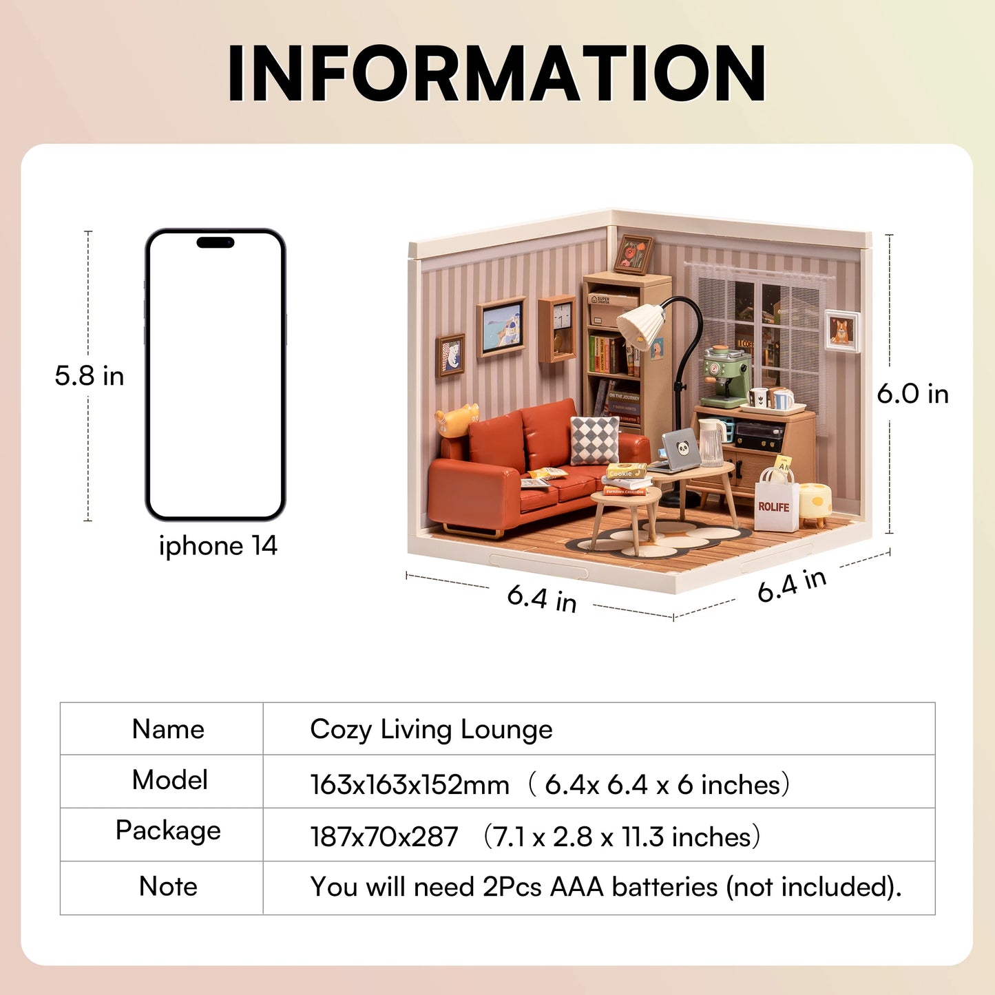 Robotime Rolife Plastic Toys 3D Puzzle Puzzle Super Store Cozy Living Lounge Plastic DIY Miniature House Kit Building Blocks