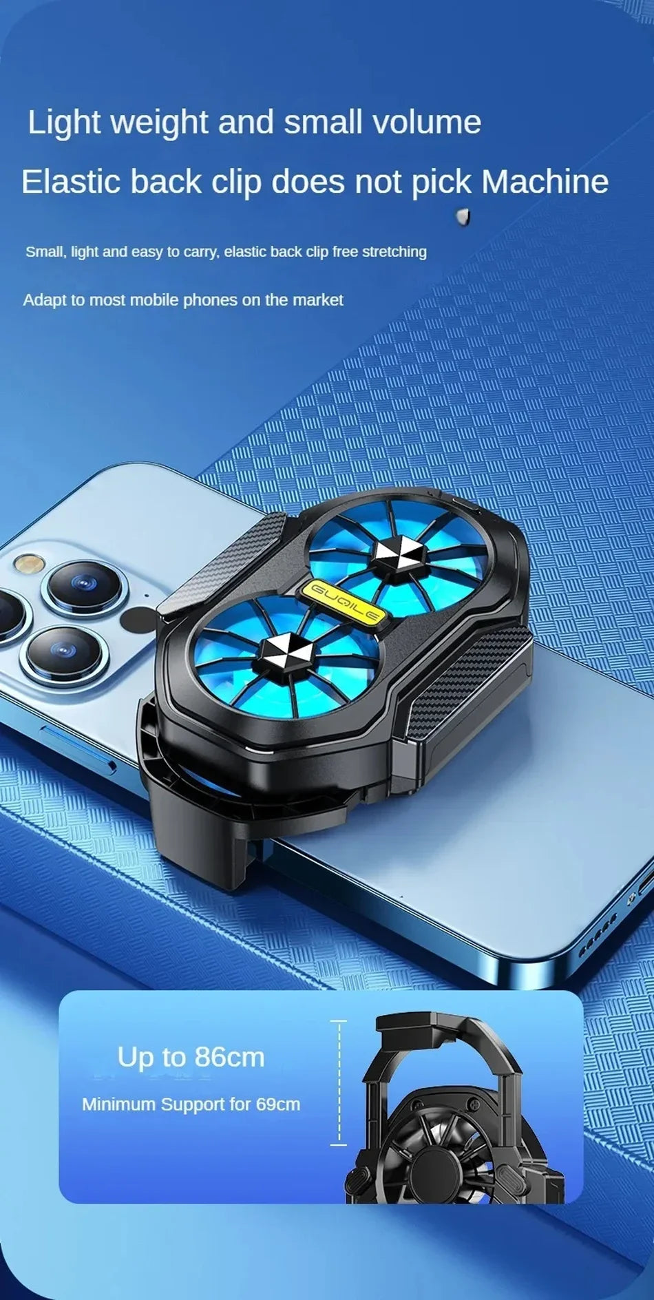 FS01 Dual Fan Rechargeable Mobile Phone Cooler Stronger Cooling Air Phone Radiator Mini Back Clip USB Radiator For 62-92mm Phone