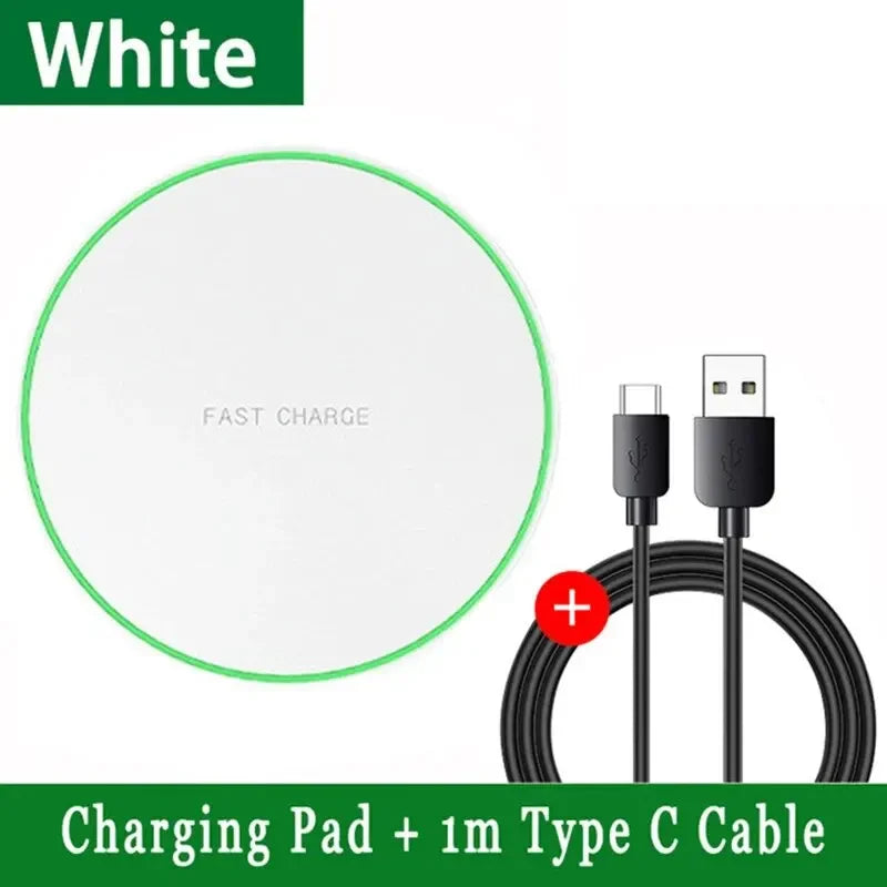 LED Wireless Charger Pad For iPhone 16 15 14 13 12 8 X XS Samsung S20 S21 S22 Xiaomi Huawei Desktop Fast Charging Dock Station