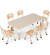 AOOU Kids Art Table and 2 Chairs, Toddler Craft Drawing Desk with Large Storage Shelves, 4 Storage Bins and Paper Roll