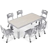 AOOU Kids Art Table and 2 Chairs, Toddler Craft Drawing Desk with Large Storage Shelves, 4 Storage Bins and Paper Roll