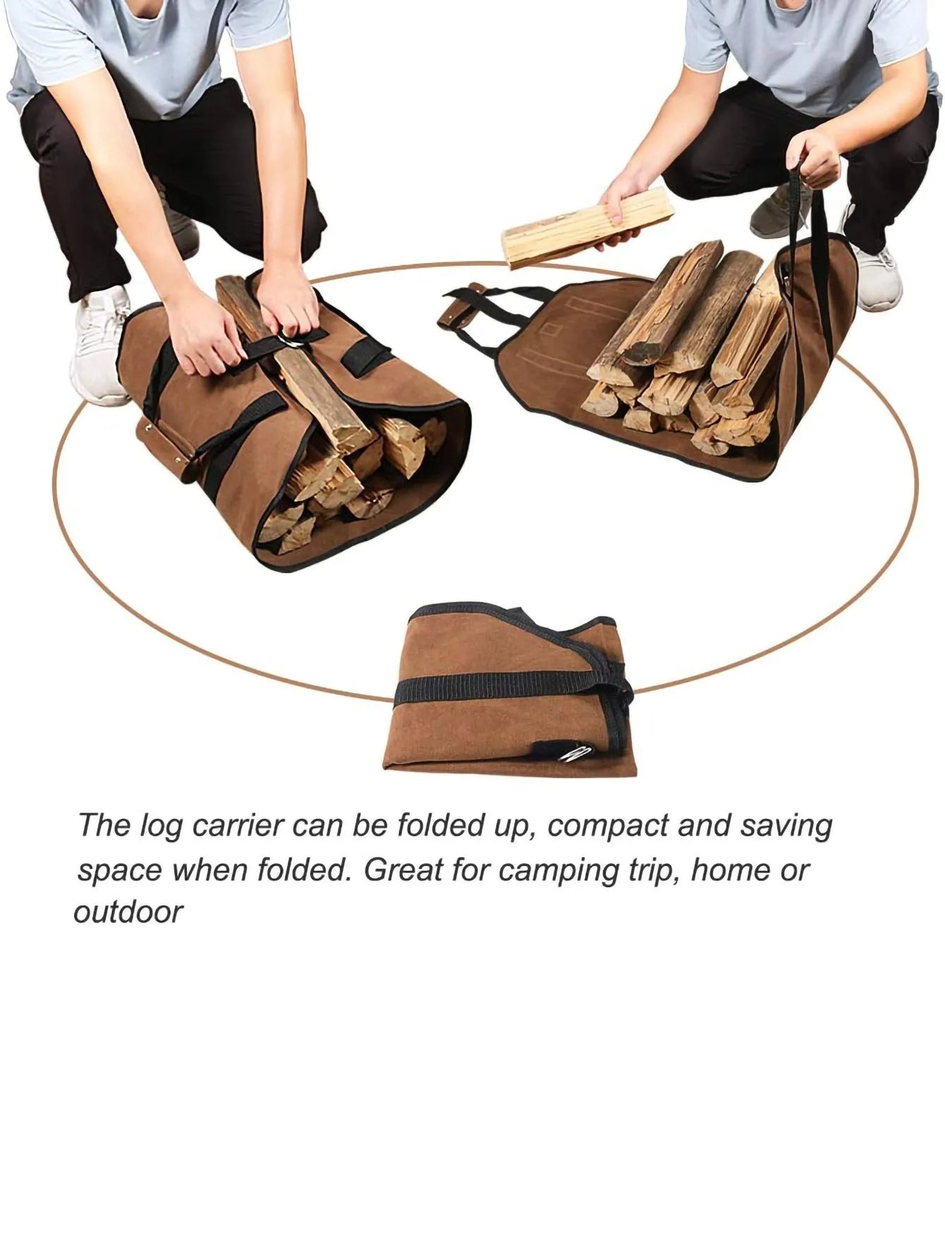 1pc Firewood Log Carrier Tote Bag, Canvas Firewood Holder, Extra Large Durable For Fireplaces, Wood Stoves, Firewood, Logs, Camp