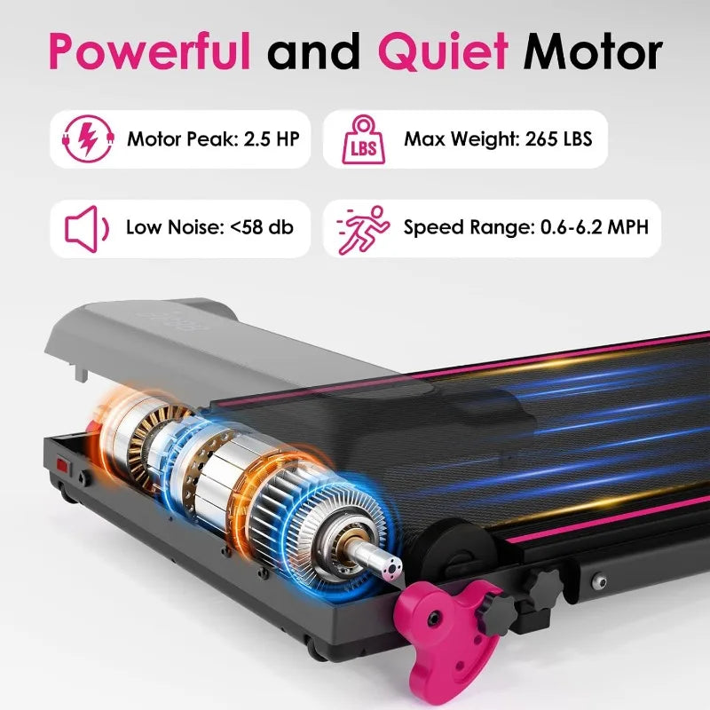Walking Pad Treadmill with Incline and Lights, Under Desk Treadmill with Incline for Home Office, 3 in 1 Portable Treadmill