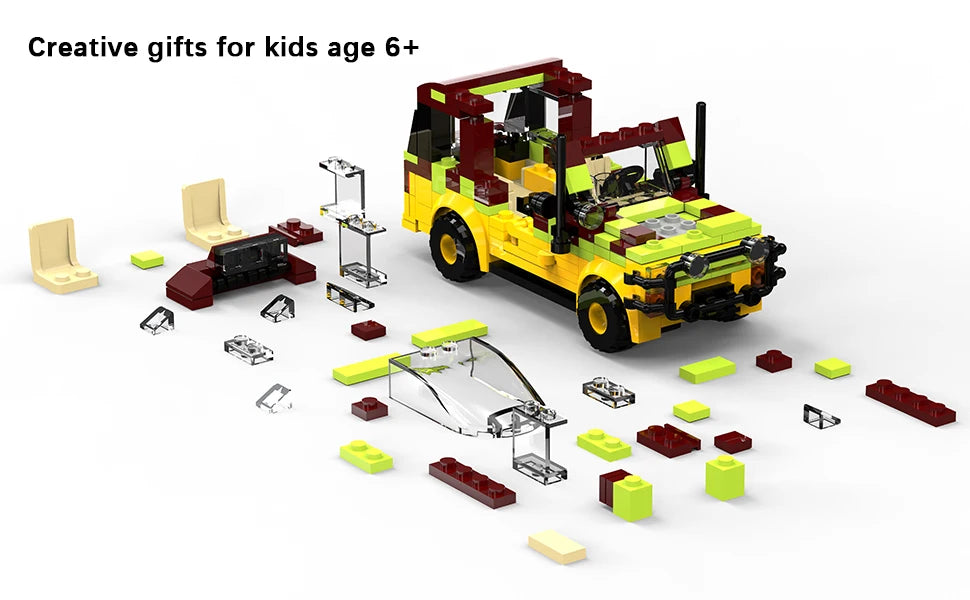 Jurassic Tour Vehicle Building Toys Set, Dinosaur World Off-Road Car Jurassic Movie Brick Toys, Creative Present (309 Pcs)