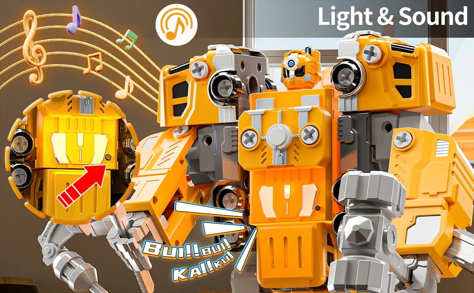 5in1 Deformation Cars Robot Creative Toys Boy Transformation Yellow Robot Assembling Educational Blocks Action Deformation Robot