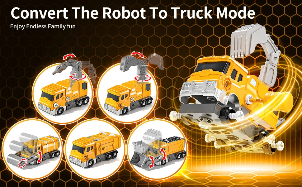 5in1 Deformation Cars Robot Creative Toys Boy Transformation Yellow Robot Assembling Educational Blocks Action Deformation Robot