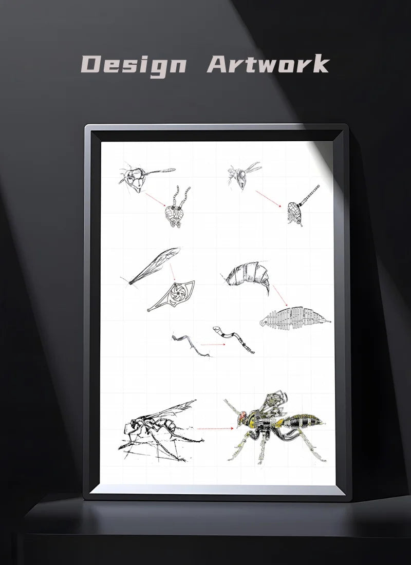 Large Wasp 3D Puzzle Metal Assembly Model Mechanical lnsect Animal AssToy for Boy Kids Gift Home Decoration