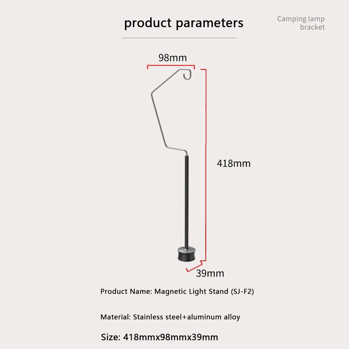 Camping Lantern Stand  Aluminum Alloy Table Lantern Hanger Magnetic Base Light Lamp Holder Stand For Outdoor Garden BBQ