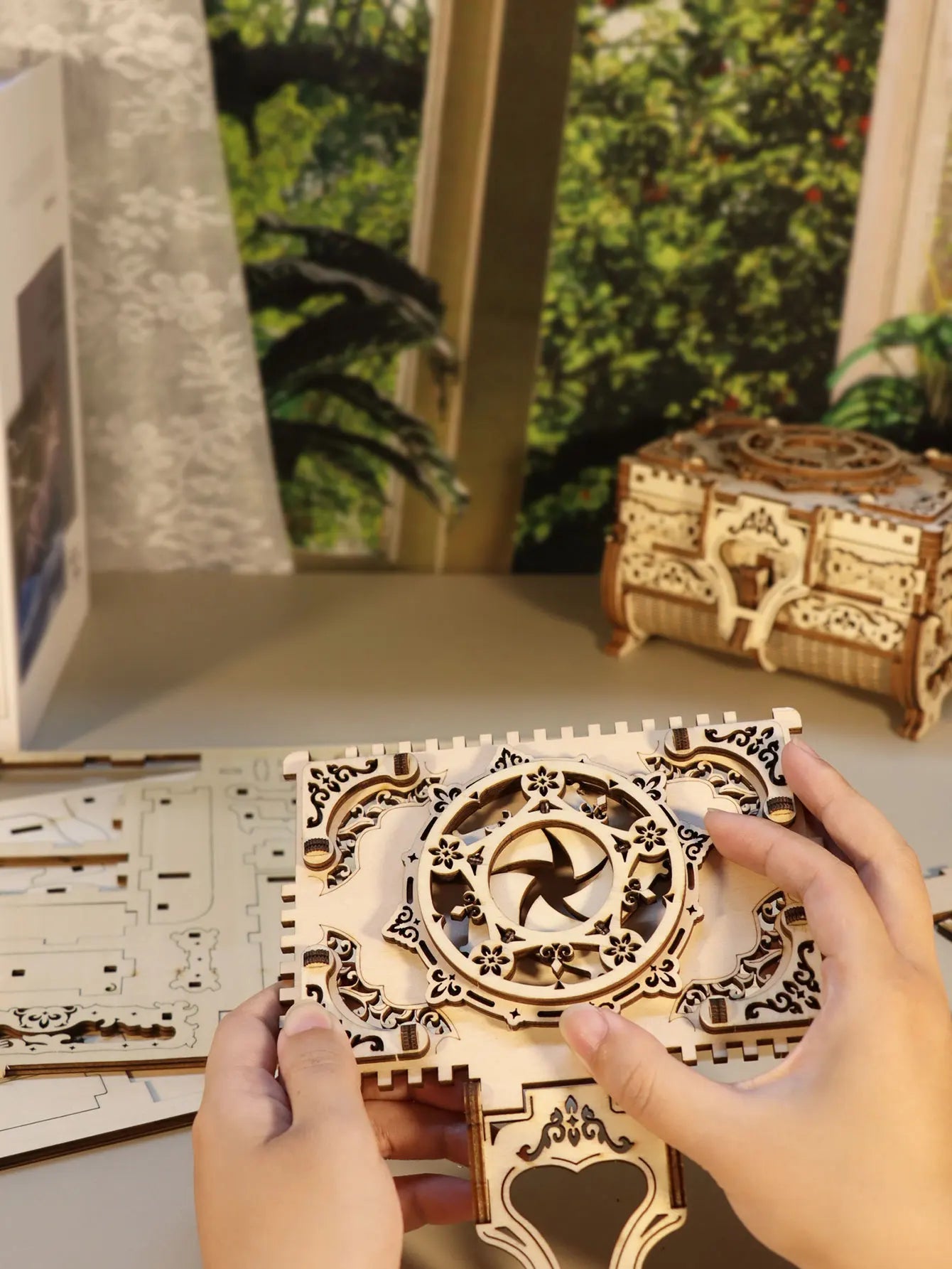 3D Wooden Puzzle model Kits Antique Jewel Box DIY Home Decoration Model Birthday or Christmas Gifts
