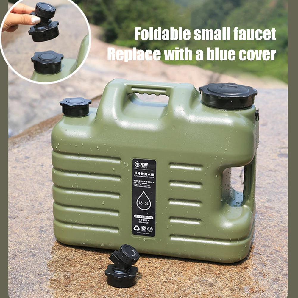 18.5L Water Bucket Large Capacity Portable Camping Bucket Water Storage with Detachable Faucet for Camping Fishing Picnic Hiking