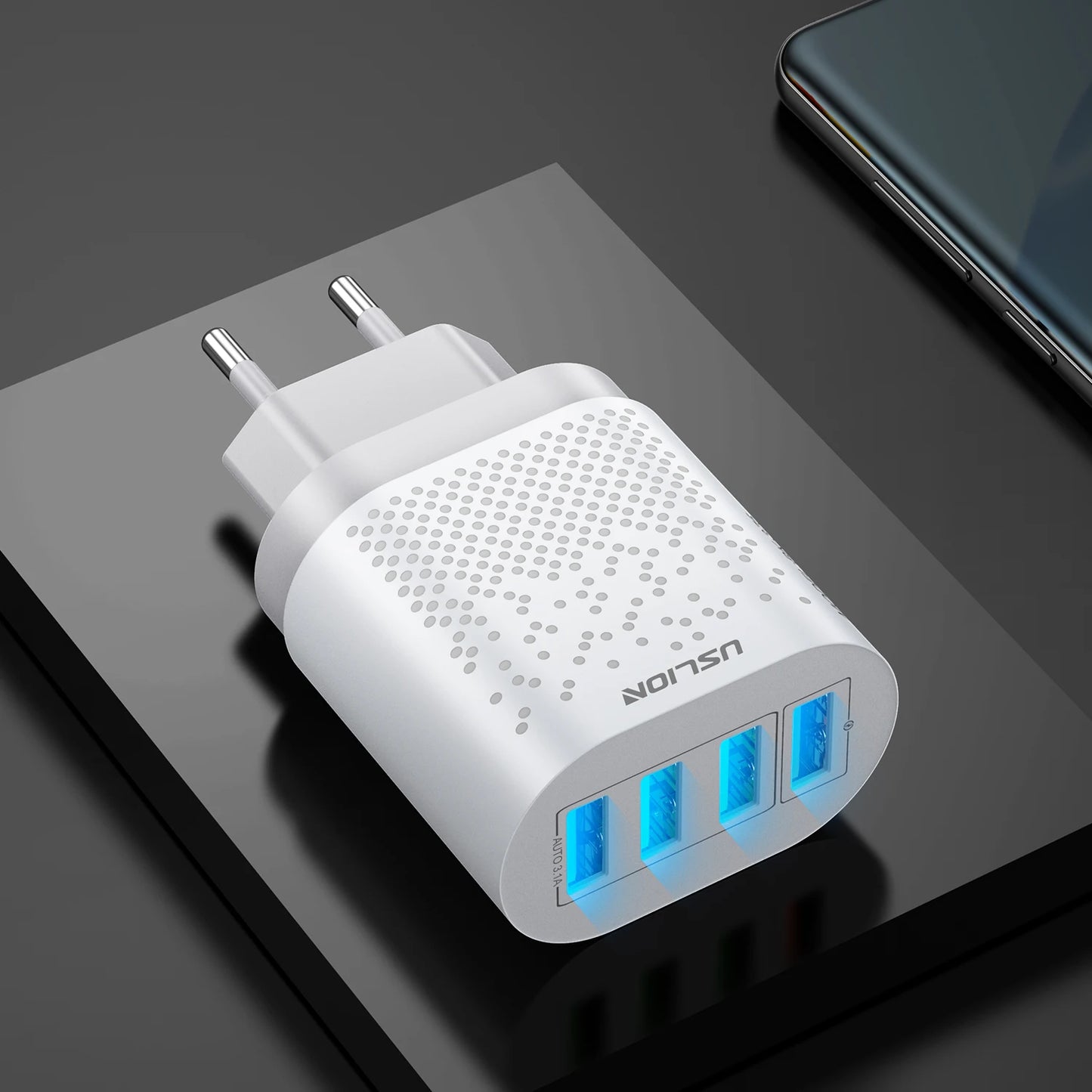 USLION 48W 3A QC3.0 AU Plug USB Charger for Australia Mobile Phone Charger For iPhone 15 14 Samsung 4 Port Fast Wall Chargers