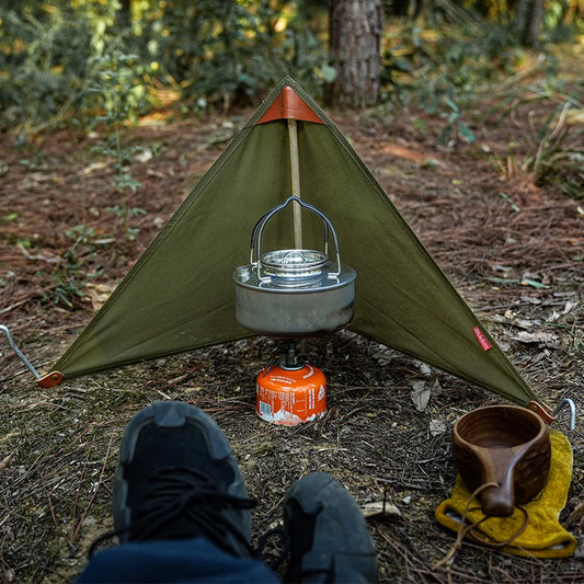 BUSHCRAFT Wind Blocker TC Cotton MINI Windsheild Bushcraft Triangular Stove Windshield – for Outdoor Cooking