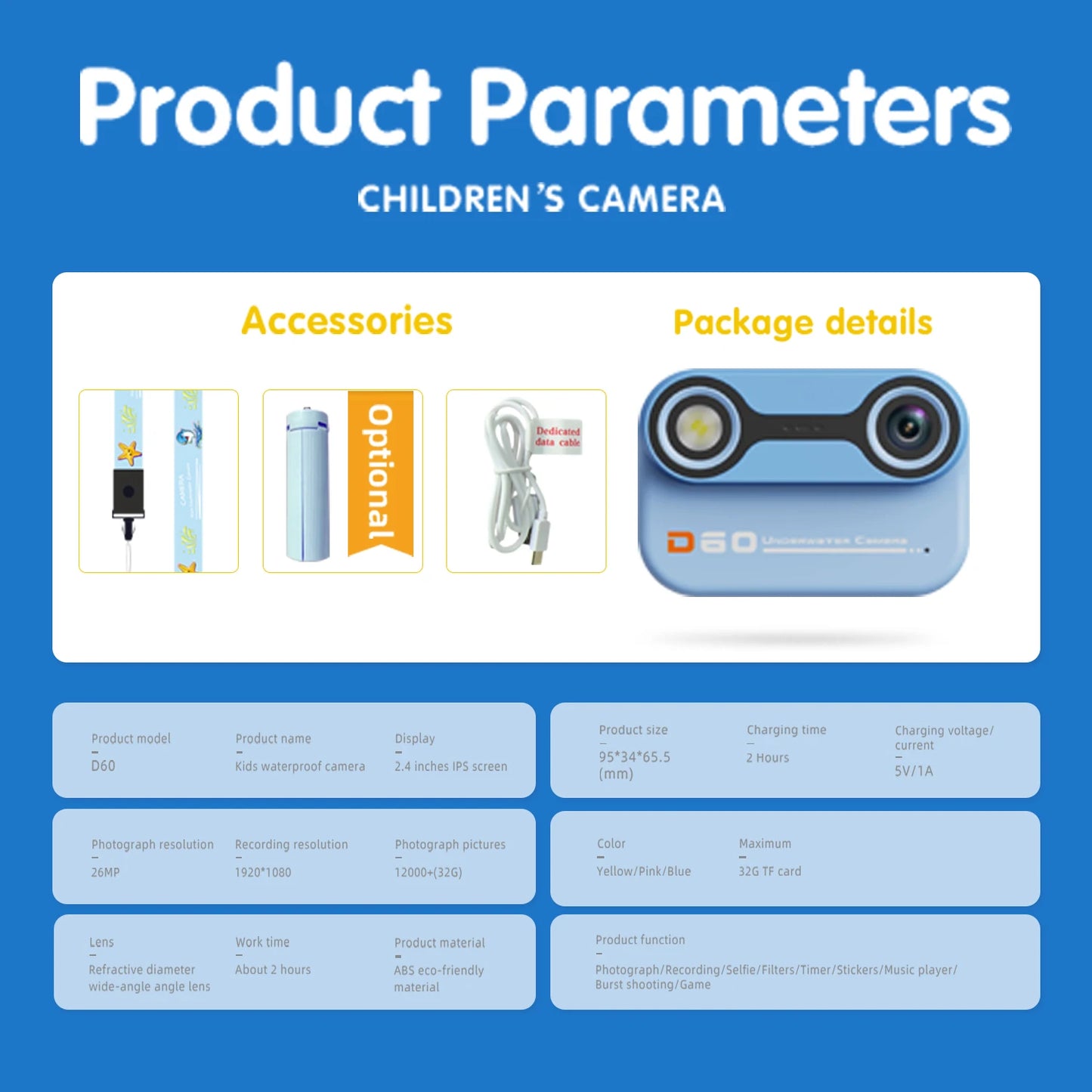 Underwater camera swimming toy for girls and boys aged 3-12, digital camera toy for children aged 3, 4, 5, 6, 7, and 8, birthday