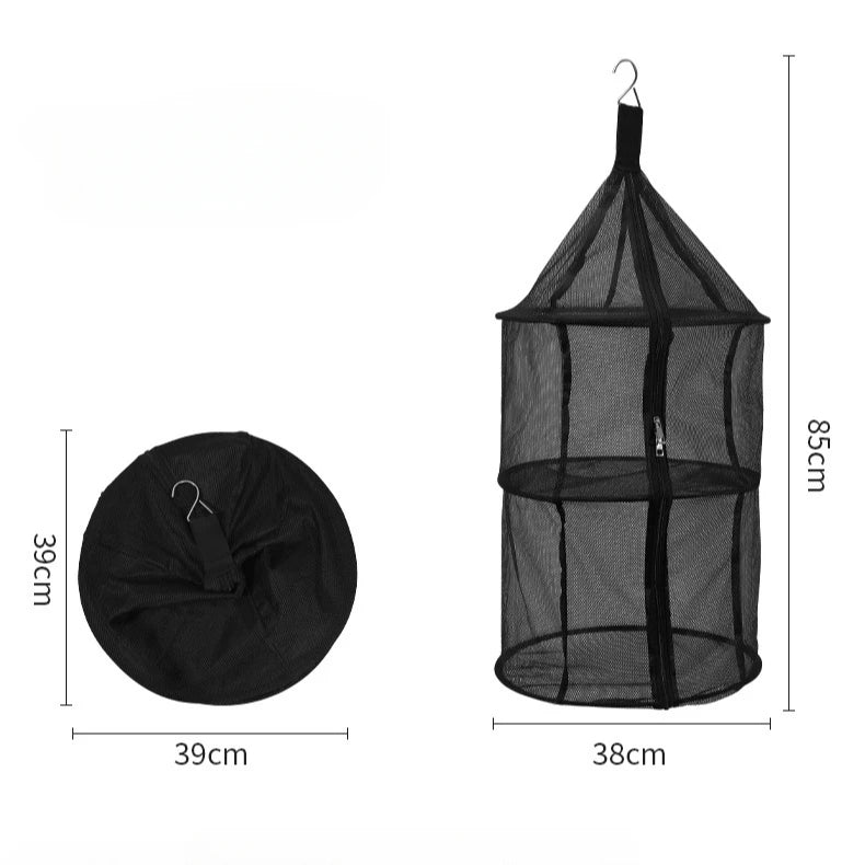Outdoor Camping Folding Circular Mesh Dryer Net Portable 3 Layers Storage Hanging Mesh Bag Anti-insect Pot Dish Cup Drying Shelf