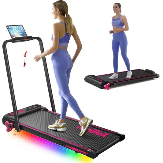Walking Pad Treadmill with Incline and Lights, Under Desk Treadmill with Incline for Home Office, 3 in 1 Portable Treadmill
