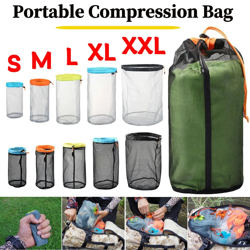Portable Compression Stuff Sack Bag Waterproof Drawstring Travel Sundry Bag Space Saving Carry Pouch for Camping Travel Hiking