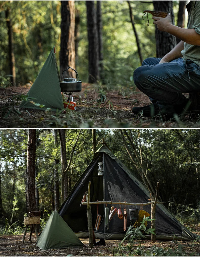 BUSHCRAFT Wind Blocker TC Cotton MINI Windsheild Bushcraft Triangular Stove Windshield – for Outdoor Cooking