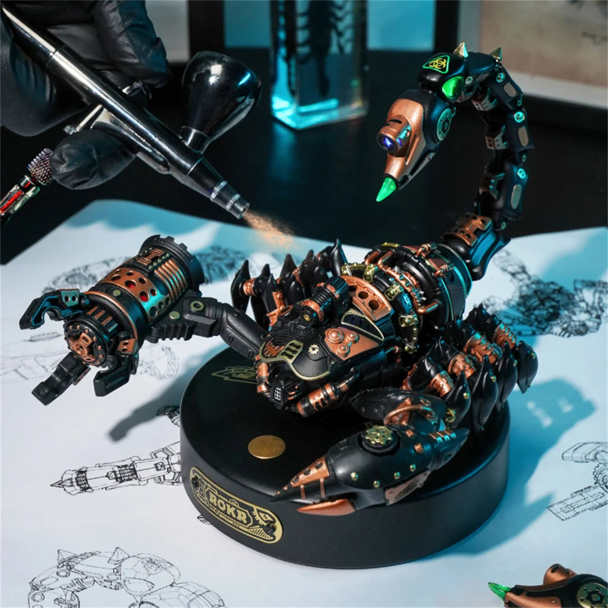 Robotime Rokr 3D Metal Puzzle Emperor Scorpion with LED Light of Industrial-style Building Block gift for Kids