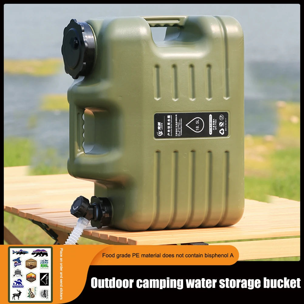 18.5L Water Bucket Large Capacity Portable Camping Bucket Water Storage with Detachable Faucet for Camping Fishing Picnic Hiking