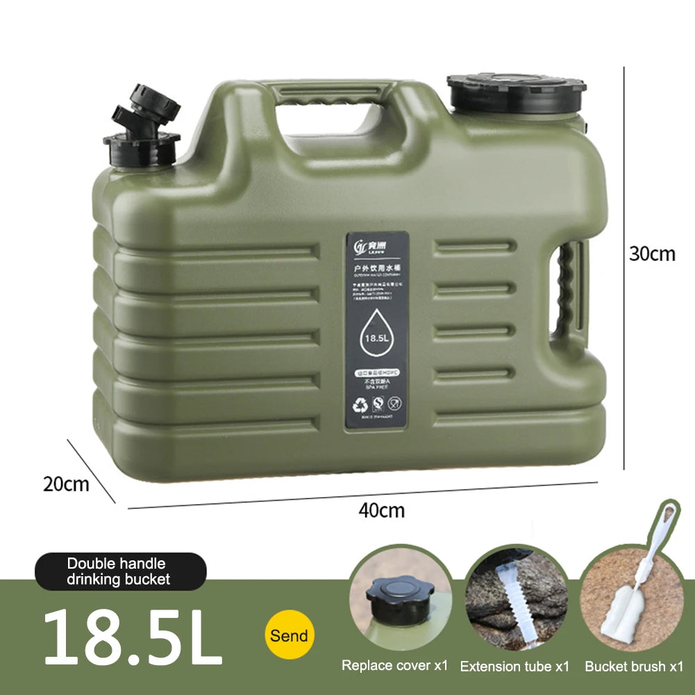 18.5L Water Bucket Large Capacity Portable Camping Bucket Water Storage with Detachable Faucet for Camping Fishing Picnic Hiking