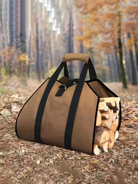 1pc Firewood Log Carrier Tote Bag, Canvas Firewood Holder, Extra Large Durable For Fireplaces, Wood Stoves, Firewood, Logs, Camp