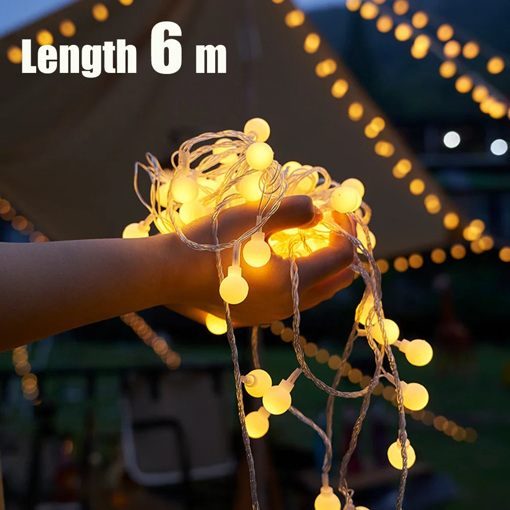 String Lights Camping Lamp Outdoor Crystal Globe Lights Waterproof USB Powered Patio Light for Camping Tent