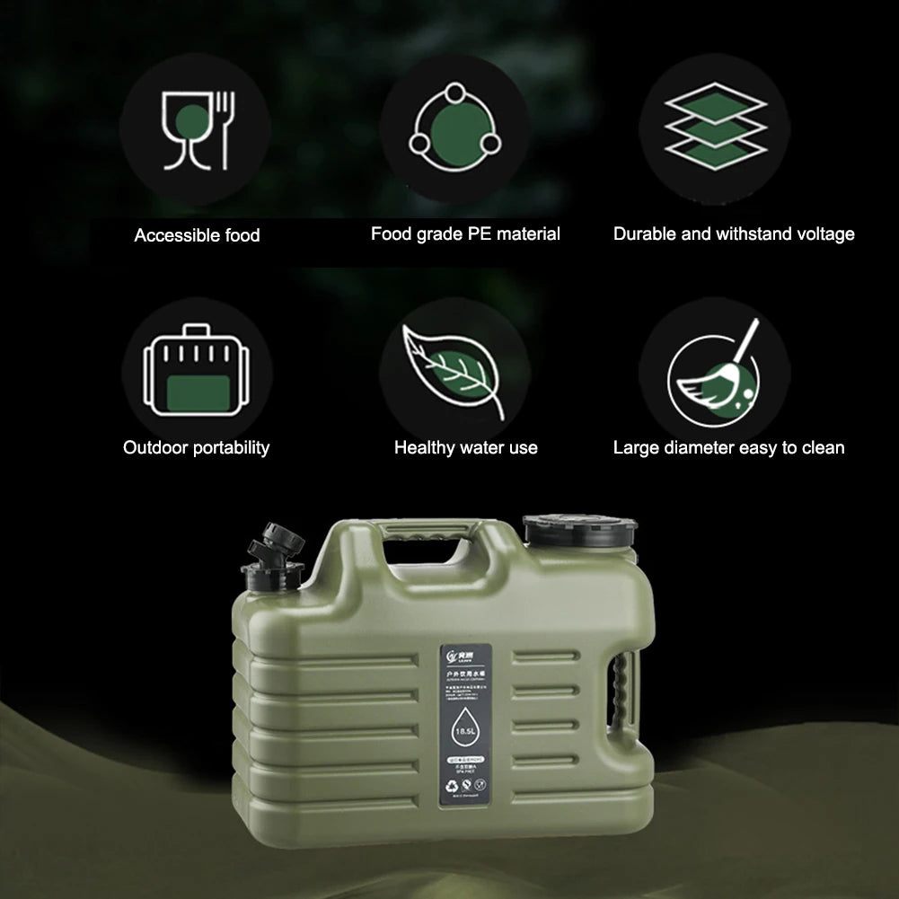 18.5L Water Bucket Large Capacity Portable Camping Bucket Water Storage with Detachable Faucet for Camping Fishing Picnic Hiking