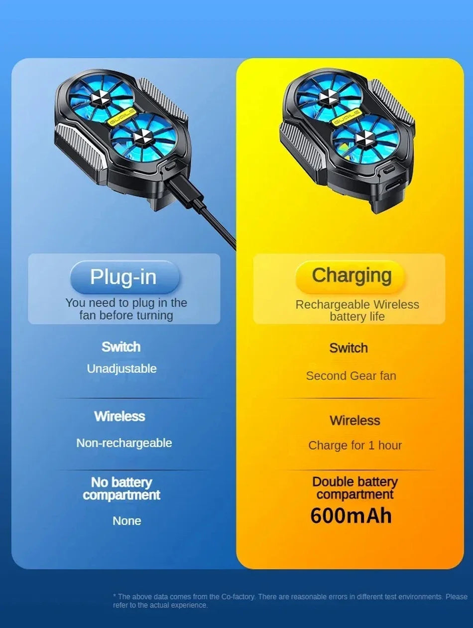 FS01 Dual Fan Rechargeable Mobile Phone Cooler Stronger Cooling Air Phone Radiator Mini Back Clip USB Radiator For 62-92mm Phone