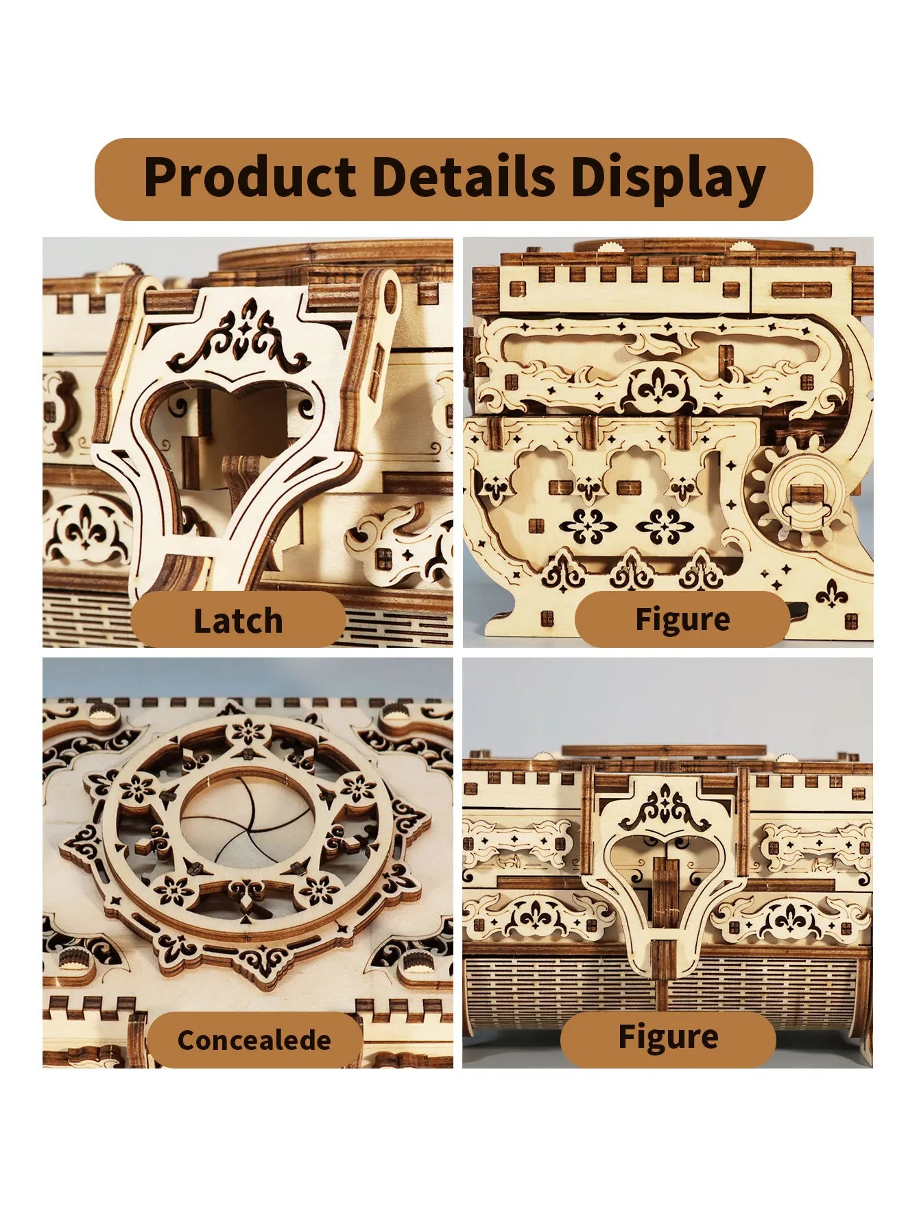 3D Wooden Puzzle model Kits Antique Jewel Box DIY Home Decoration Model Birthday or Christmas Gifts