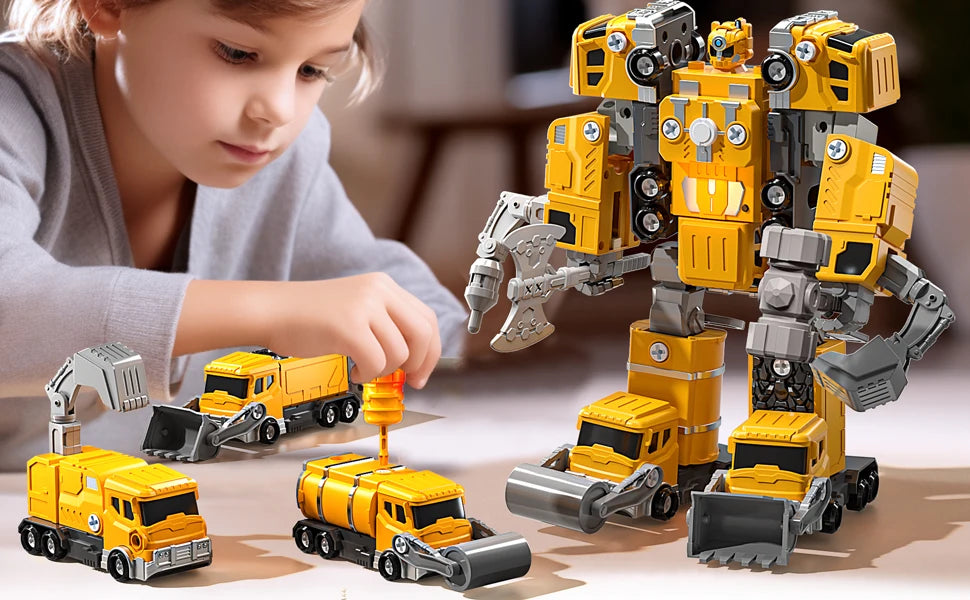 5in1 Deformation Cars Robot Creative Toys Boy Transformation Yellow Robot Assembling Educational Blocks Action Deformation Robot