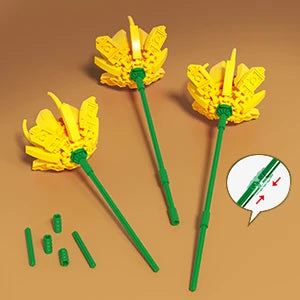 Flower Bouquet Building Set-Botanical Toy Rose Sunflower Home Plant Decor 18 Flowers Models Birthday Gift for Adult Women Kids8+