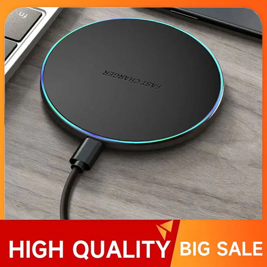 LED Wireless Charger Pad For iPhone 16 15 14 13 12 8 X XS Samsung S20 S21 S22 Xiaomi Huawei Desktop Fast Charging Dock Station