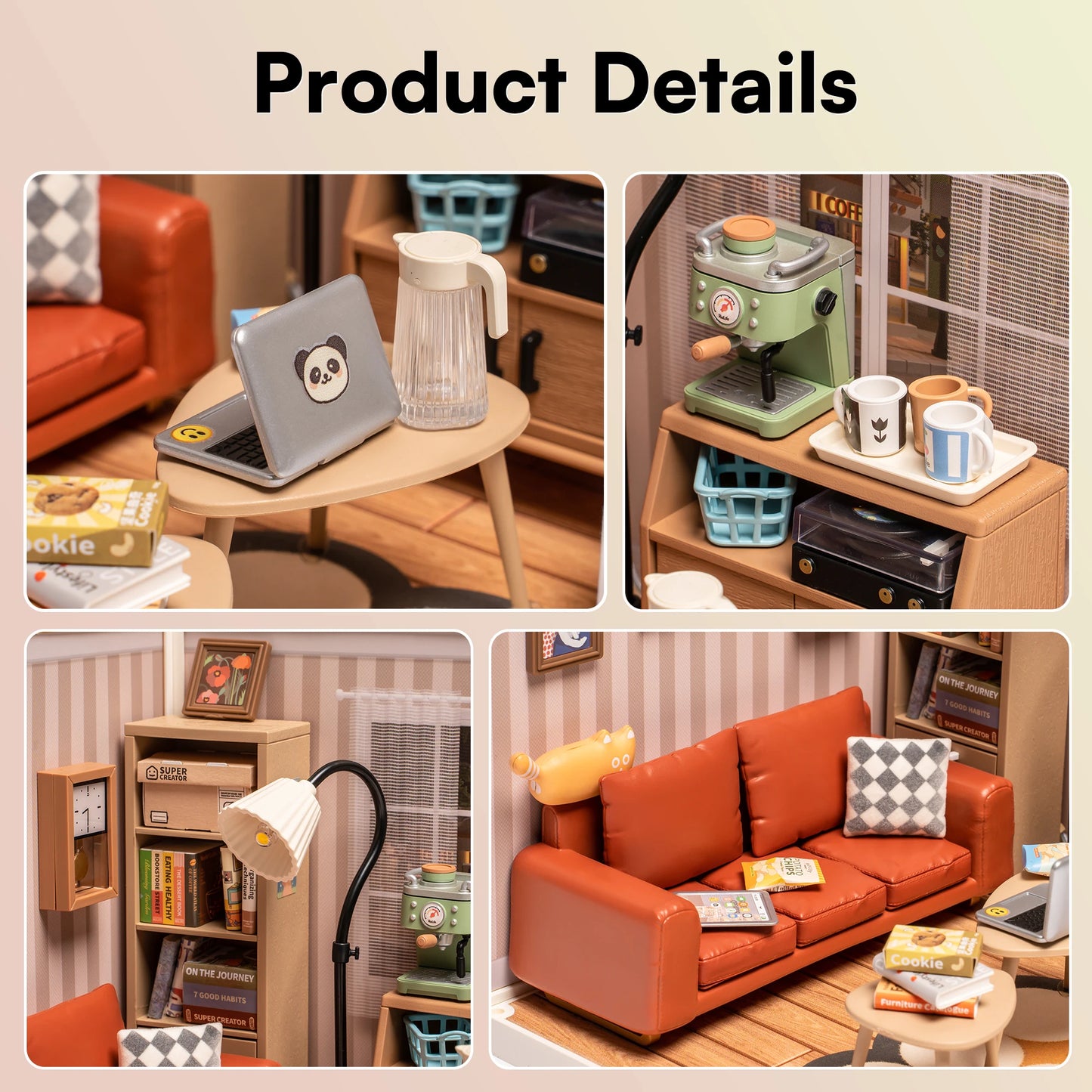 Robotime Rolife Plastic Toys 3D Puzzle Puzzle Super Store Cozy Living Lounge Plastic DIY Miniature House Kit Building Blocks