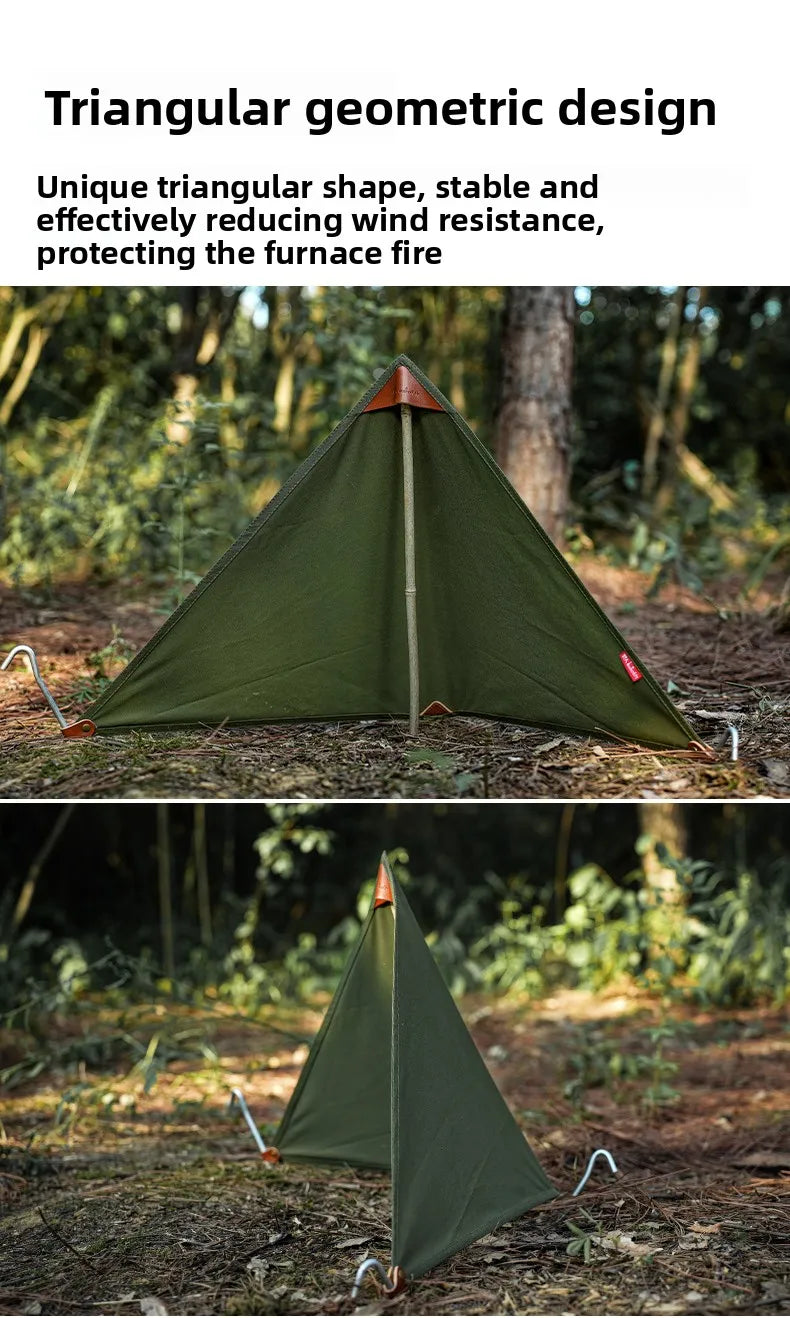 BUSHCRAFT Wind Blocker TC Cotton MINI Windsheild Bushcraft Triangular Stove Windshield – for Outdoor Cooking