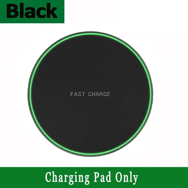 LED Wireless Charger Pad For iPhone 16 15 14 13 12 8 X XS Samsung S20 S21 S22 Xiaomi Huawei Desktop Fast Charging Dock Station