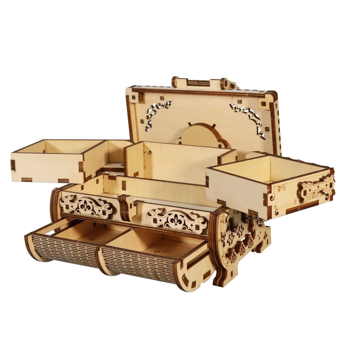 3D Wooden Puzzle model Kits Antique Jewel Box DIY Home Decoration Model Birthday or Christmas Gifts