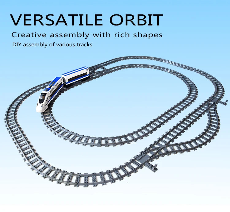 MOC 110pcs 25 Styles City Train Tracks Set Single Slip Switch Crossings Rails Bricks Building Blocks Technical Toys for kids