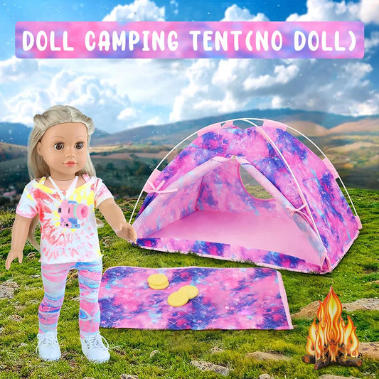 Cute Clothes Set Tent Camping Blanket Campfire Set Accessories For 18Inch Born Baby Doll, American Doll Girls Toys Birthday Gift