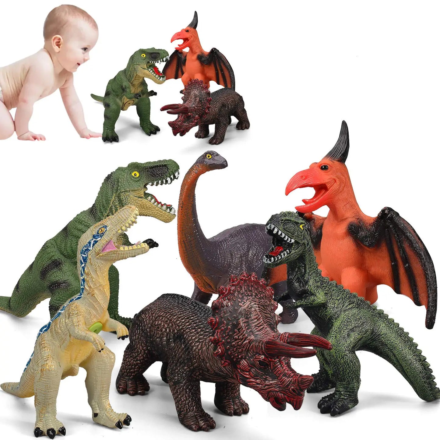 6 Piece Jumbo Dinosaur Toys for Kids and Toddlers, Dinosaur Toys for Kids 3-5, Large Soft Dinosaur Toys for Dinosaur Lovers
