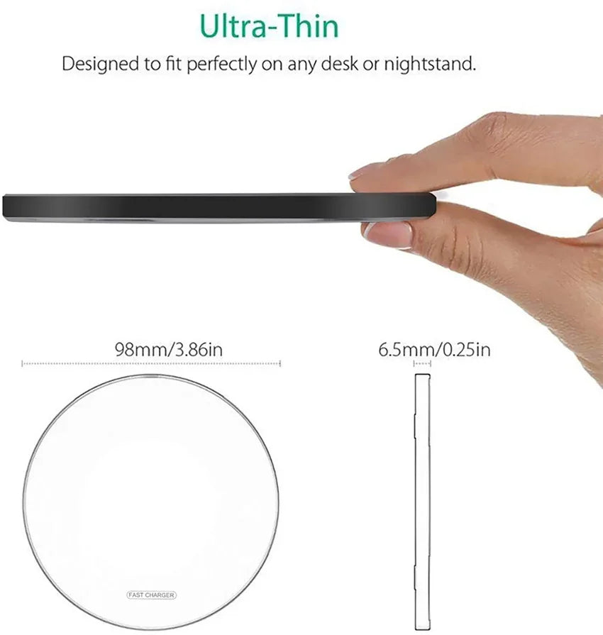 LED Wireless Charger Pad For iPhone 16 15 14 13 12 8 X XS Samsung S20 S21 S22 Xiaomi Huawei Desktop Fast Charging Dock Station