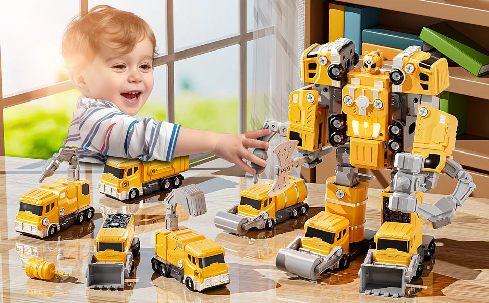 5in1 Deformation Cars Robot Creative Toys Boy Transformation Yellow Robot Assembling Educational Blocks Action Deformation Robot