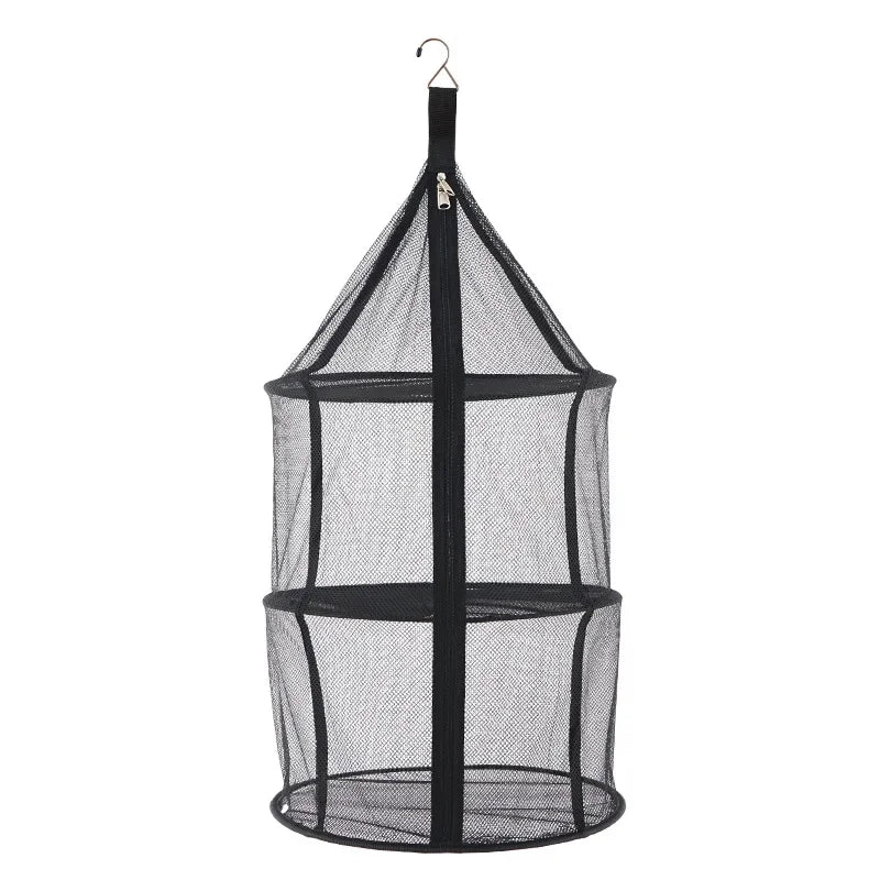 Outdoor Camping Folding Circular Mesh Dryer Net Portable 3 Layers Storage Hanging Mesh Bag Anti-insect Pot Dish Cup Drying Shelf