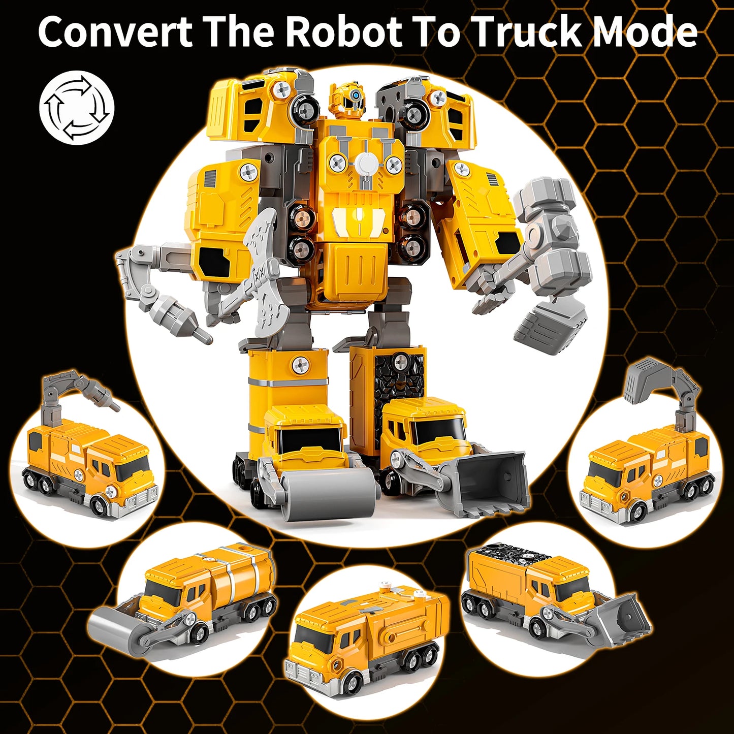 5in1 Deformation Cars Robot Creative Toys Boy Transformation Yellow Robot Assembling Educational Blocks Action Deformation Robot