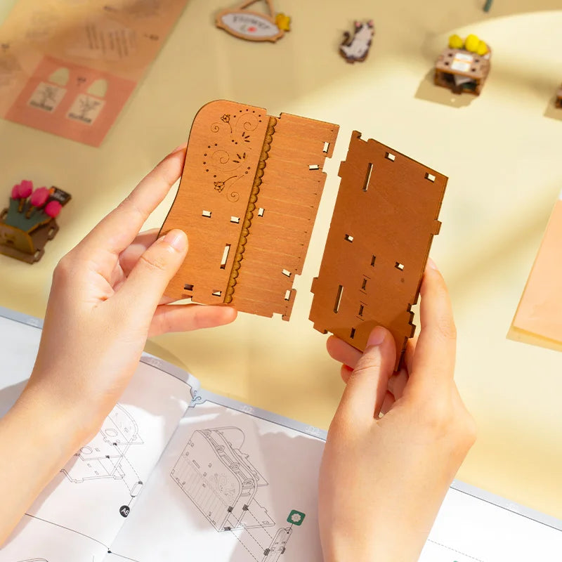 Robotime 3D Wooden Puzzles Blossom Cart Kit Decor Craft Gifts Model Kits for Adults Women Girls Boys