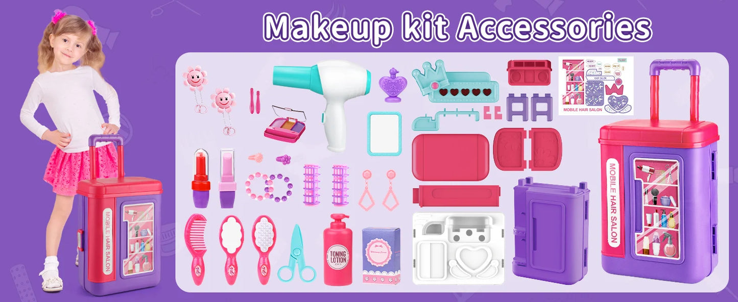 Children's 3-in-1 transformable travel suitcase for boys and girls, makeup tools, playhouse toys