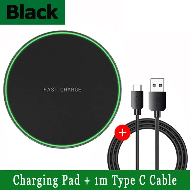 LED Wireless Charger Pad For iPhone 16 15 14 13 12 8 X XS Samsung S20 S21 S22 Xiaomi Huawei Desktop Fast Charging Dock Station